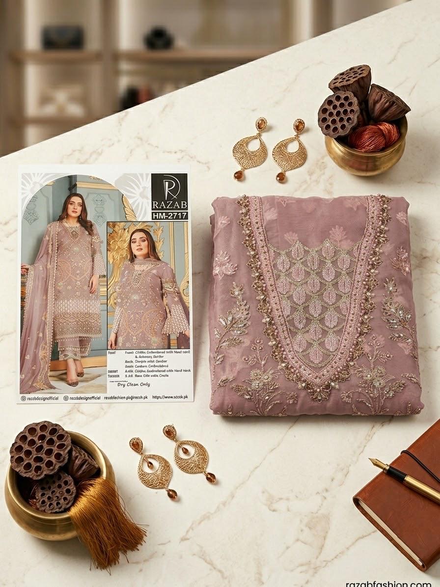 RAZAB CHIFFON DRESS HAND MADE