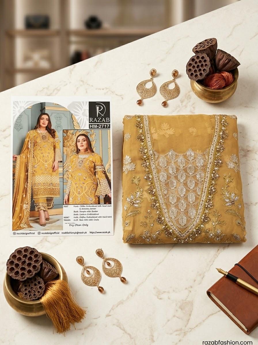 RAZAB CHIFFON DRESS HAND MADE